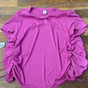 pink tie back baby tee